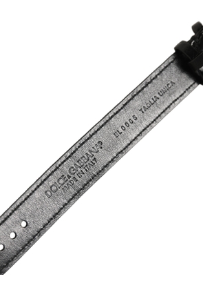 Dolce & Gabbana Black Textured Leather Gold Buckle Belt Strap Bracelet