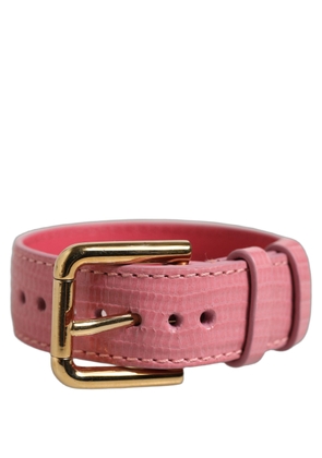 Dolce & Gabbana Pink Textured Leather Gold Buckle Belt Strap Bracelet