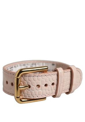 Dolce & Gabbana Pink Embossed Leather Gold Buckle Belt Strap Bracelet