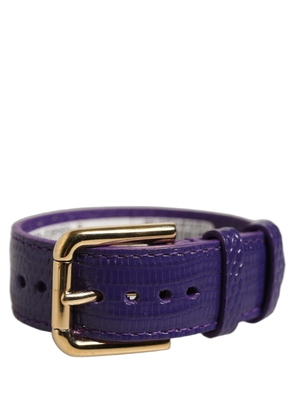 Dolce & Gabbana Violet Textured Leather Gold Buckle Belt Strap Bracelet