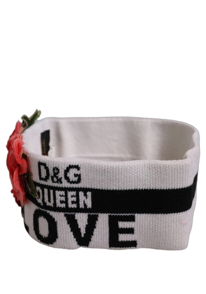 Dolce & Gabbana White D&G Queen Love Floral Applique Head Band One Size Hat