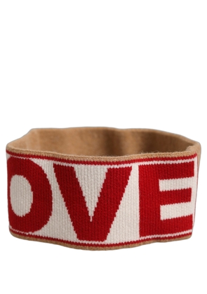 Dolce & Gabbana Beige Cashmere Knitted Embroidered Head Band One Size Hat