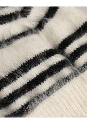 Dolce & Gabbana Black White Striped Angora Knitted Beanie One Size Hat