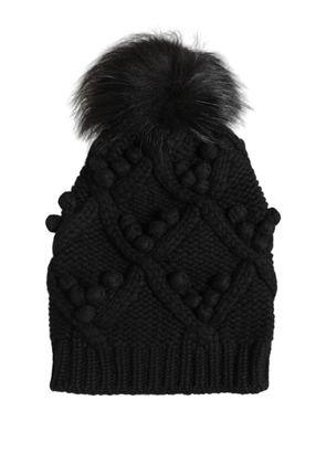 Dolce & Gabbana Black Cashmere Knitted Fur Pom-Pom Beanie One Size Hat