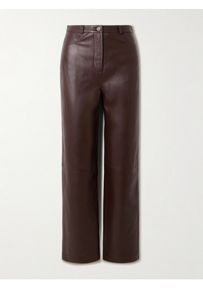 Loulou de Saison - Cobe Paneled Leather Straight-leg Pants - Brown - FR 34,FR 36,FR 38,FR 40,FR 42