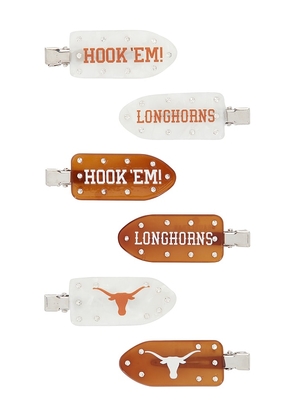 BaubleBar University Of Texas At Austin Hairclip Set in Brown.