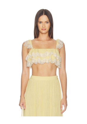 HEMANT AND NANDITA Ruffle Top in Yellow. Size XXS. Also in XS, S, M, L, XL.