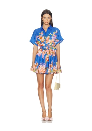 HEMANT AND NANDITA Short Dress With Buckle Belt in Blue. Size XXS. Also in XS, S, M, L, XL.