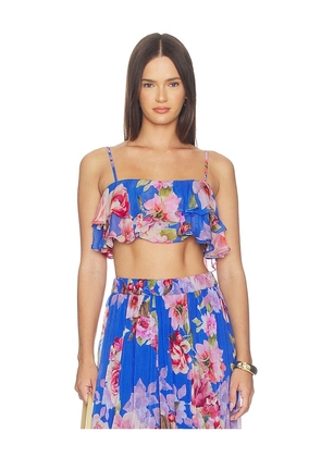 HEMANT AND NANDITA Ruffle Top in Blue. Size XXS. Also in XS, S, M, L, XL.