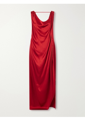 Maison Margiela - Draped Silk-blend Satin Maxi Dress - Red - IT38,IT40,IT42,IT44,IT46