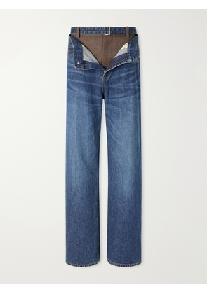 Sacai - Wide-leg Denim And Wool-flannel Pants - Blue - 1,2,3,4
