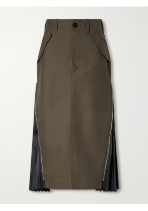 Sacai - Weather Cotton-twill Midi Skirt - Green - 0,1,2,3,4