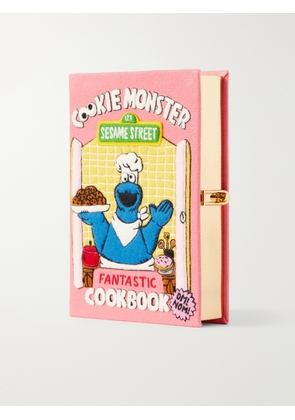 Olympia Le-Tan - Cookie Monster Fantastic Cookbook Embroidered Canvas Clutch - Pink - One size