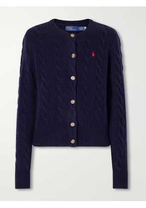 Polo Ralph Lauren - Logo-embroidered Wool And Cashmere-blend Cardigan - Blue - xx small,x small,small,medium,large,x large