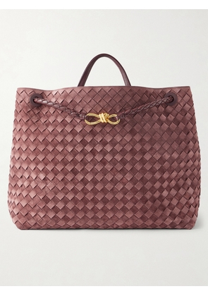 Bottega Veneta - Andiamo Large Leather-trimmed Intrecciato Suede Tote - Red - One size