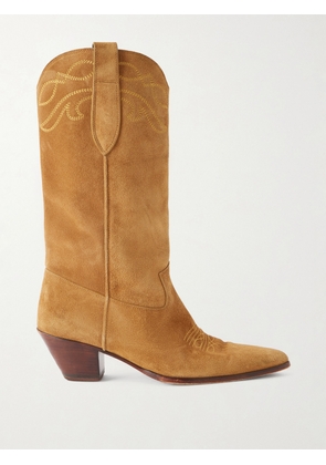Nili Lotan - Towns Embroidered Suede Knee Boots - Brown - IT35,IT36,IT37,IT37.5,IT38,IT38.5,IT39,IT39.5,IT40,IT41
