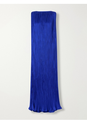 AFLALO - Celestia Plissé-satin Maxi Dress - Blue - x small,small,medium,large