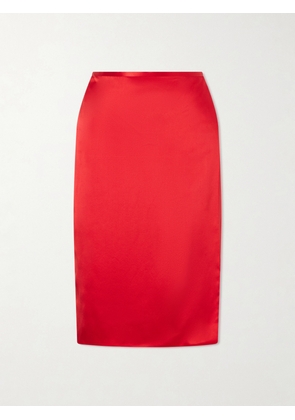 AFLALO - Rixa Satin Wrap Midi Skirt - Red - x small,small,medium,large