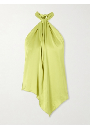 AFLALO - Safira Silk-satin Halterneck Top - Green - x small,small,medium,large