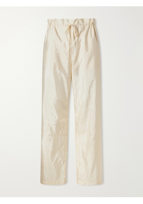 AFLALO - Morocco Cotton And Silk-blend Habotai Wide-leg Pants - Neutrals - x small,small,medium,large