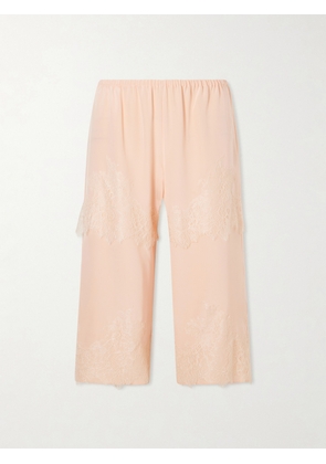 AFLALO - Auden Lace-trimmed Silk-satin Shorts - Pink - x small,small,medium,large
