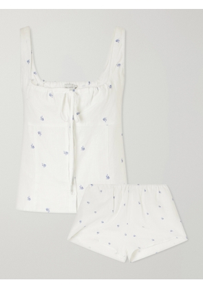 Deiji Studios - Floral-printed Linen Pajama Set - White - xx small,x small,small,medium,large,x large