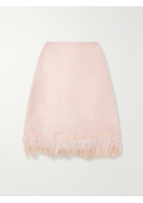 STAUD - Lark Frayed Silk Midi Skirt - Pink - x small,small,medium,large,x large