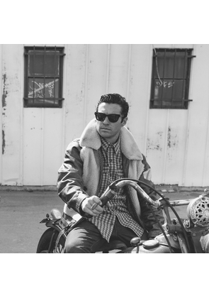 Shearling-Panel Leather Jacket