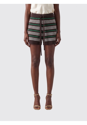 PAROSH Striped High-Waisted Knit Shorts P. A.R. O.S. H. in Wool and Silk Blend