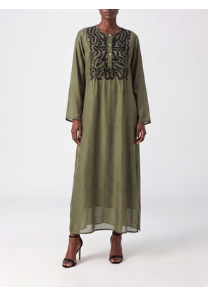 PAROSH P. A.R. O.S. H. Embroidered Silk Midi Kaftan with Tie Waist