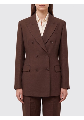 PAROSH P. A.R. O.S. H. Slim Fit Double-Breasted Linen and Viscose Blend Blazer