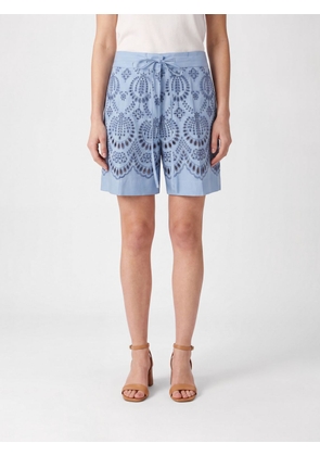 PAROSH P. A.R. O.S. H. High-Waisted Cotton Broderie Anglaise Lace Shorts