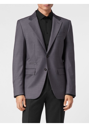 PHILIPP PLEIN Single-Breasted Wool Blend Blazer with Peak Lapels
