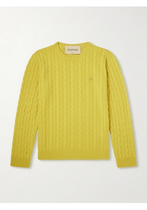Valentino Garavani - VLogo-Embellished Cashmere Sweater - Men - Yellow - S