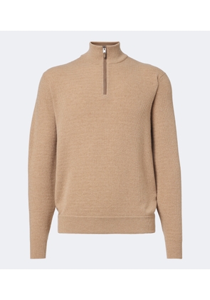 Canali Knitted wool and cashmere zip-up sweater