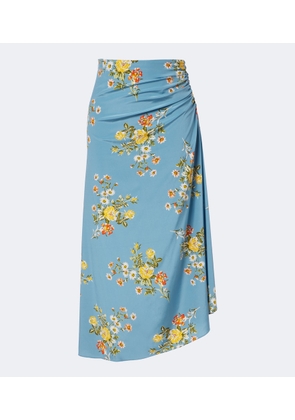 Veronica Beard Limani ruched floral silk-blend midi skirt