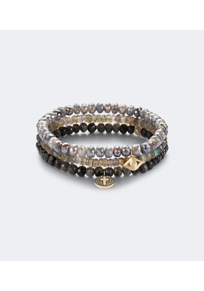 Sydney Evan Set of 3 14kt gold beaded bracelets with gemstones
