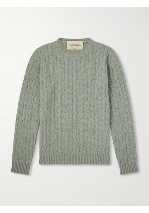 Valentino Garavani - VLogo-Embellished Virgin Wool Sweater - Men - Green - S