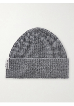 A.P.C. - Ribbed Wool and Cashmere-Blend Beanie - Men - Gray - 1