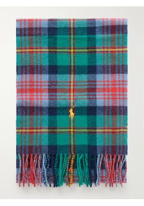 Polo Ralph Lauren - Fringed Logo-Embroidered Checked Recycled Wool-Blend Scarf - Men - Green