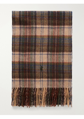 Polo Ralph Lauren - Fringed Logo-Embroidered Checked Recycled Cashmere and Wool-Blend Scarf - Men - Multi