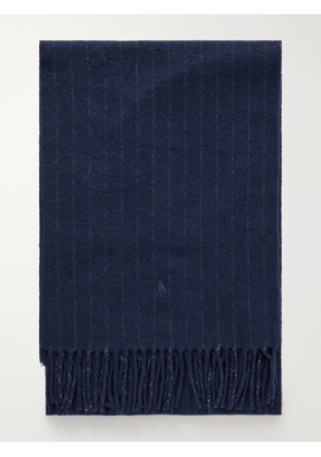 Polo Ralph Lauren - Fringed Logo-Embroidered Recycled Cashmere and Wool-Blend Scarf - Men - Blue