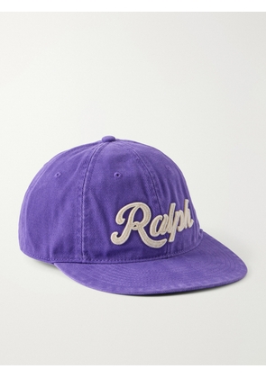 Polo Ralph Lauren - Logo-Embroidered Leather-Trimmed Cotton-Twill Baseball Cap - Men - Purple