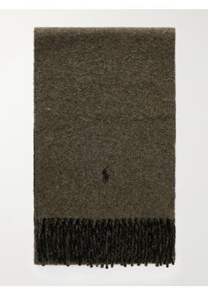 Polo Ralph Lauren - Fringed Logo-Embroidered Reversible Recycled Wool and Nylon-Blend Scarf - Men - Green