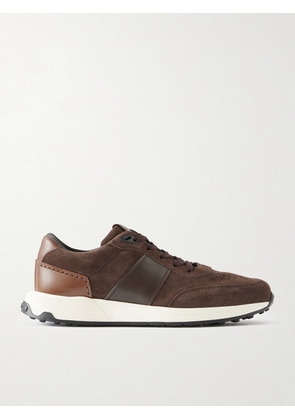 Tod's - Leather-Trimmed Suede Sneakers - Men - Brown - UK 7