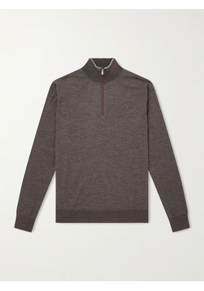 Peter Millar - Excursionist Merino Wool-Blend Half-Zip Sweater - Men - Brown - S