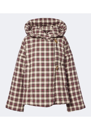 Dries Van Noten Gingham hooded cotton puffer jacket
