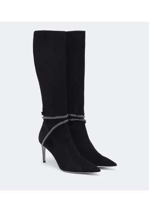 Rene Caovilla Cleo embellished suede knee-high boots