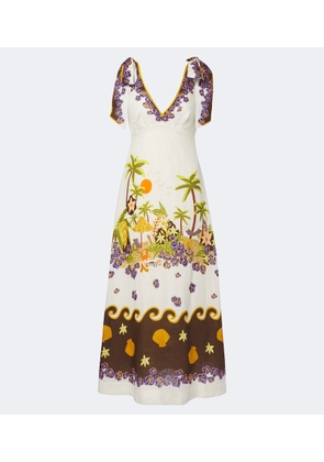 Alemais Island Cove linen midi dress