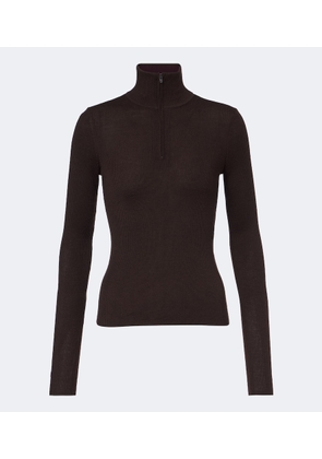 The Frankie Shop Sade ribbed-knit wool and silk half-zip sweater